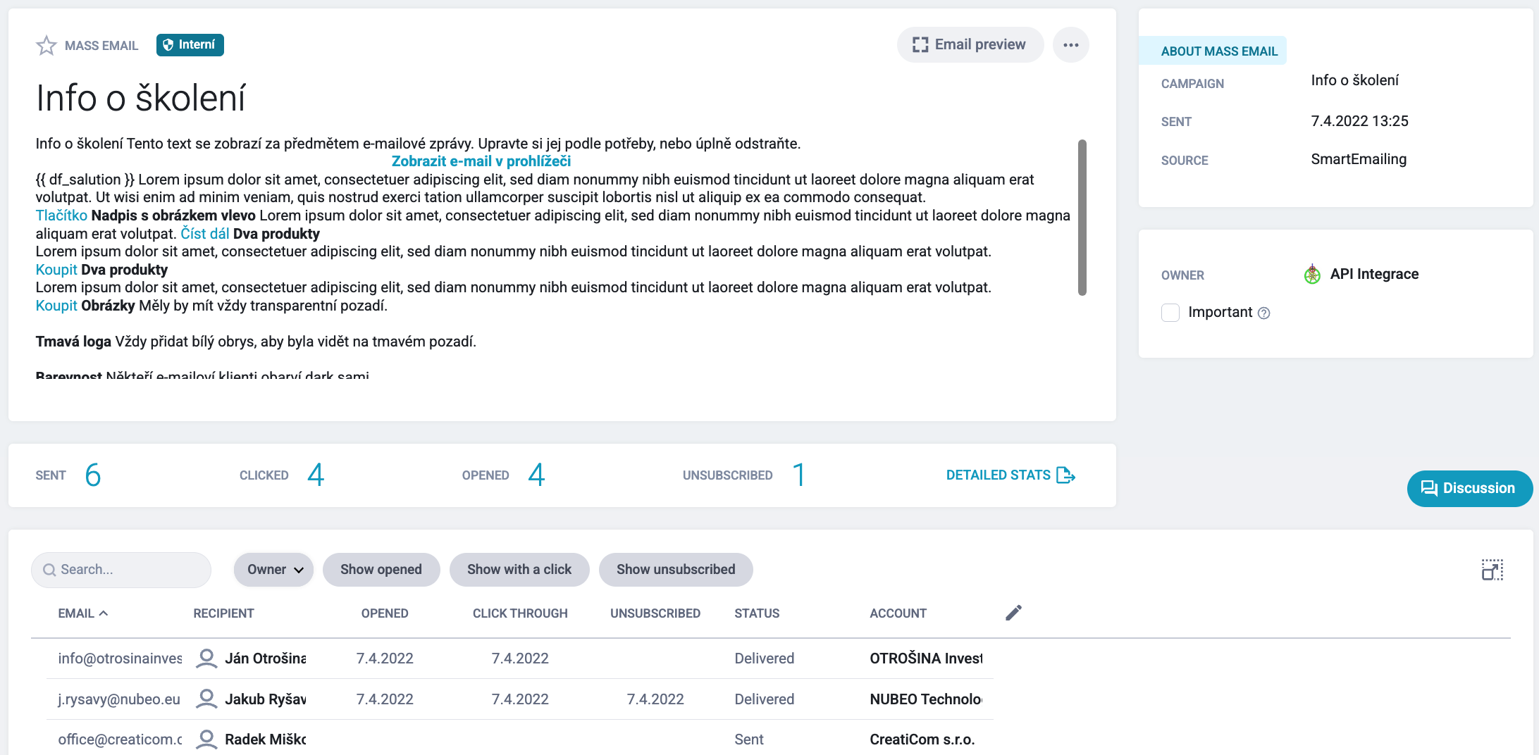 Integración con la aplicación SmartEmailing – Raynet CRM Base de ...